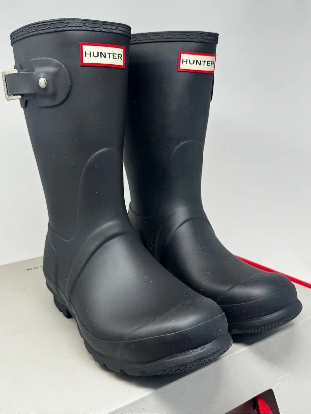 HUNTER | NEW Original Short Black Mid-Calf Waterproof Rain Boots Women’s Size 8 - Picture 9 of 13